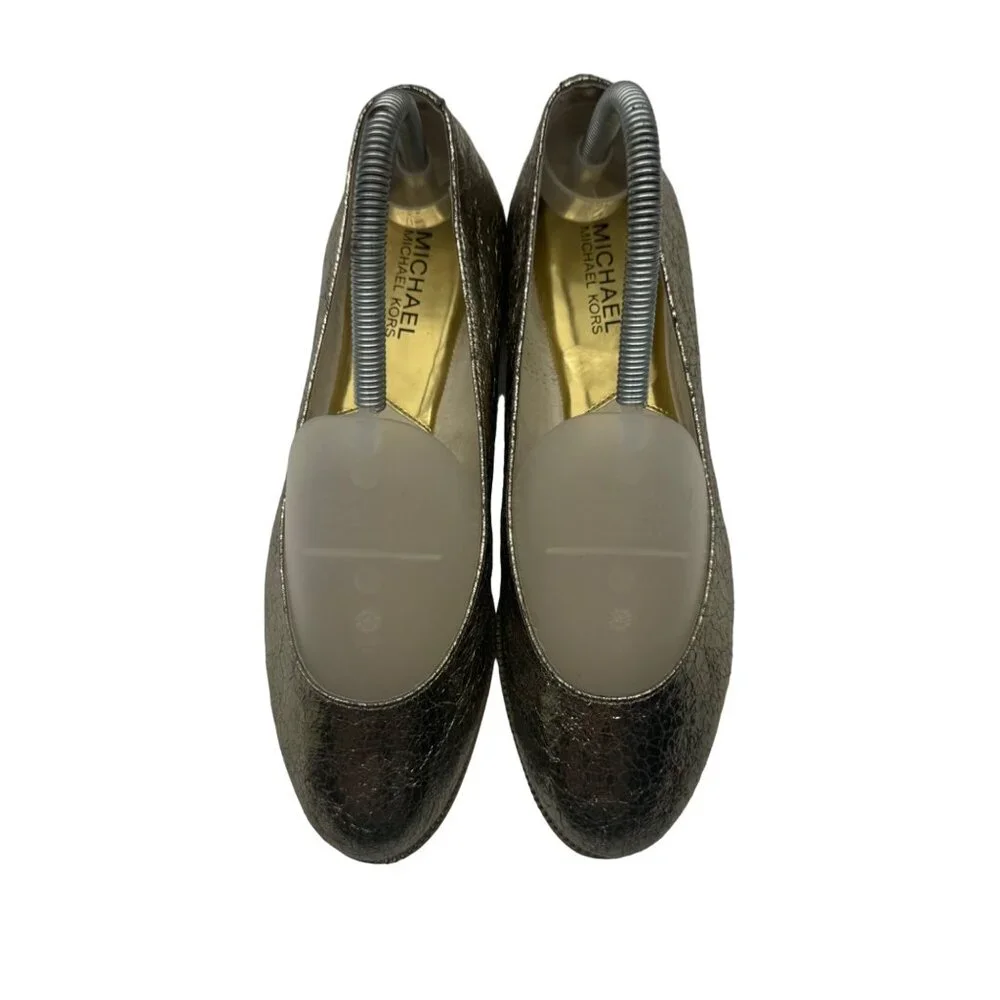 Michael Kors Bay View Gold Crinkled Metallic Round toe Ballet Flats Women' sz7.5 - Picture 4 of 11
